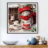 Christmas Cat 5d Diy Diamond Painting Kits UK Handwork Hobby FL4008