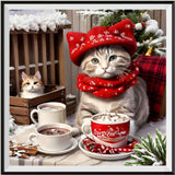 Christmas Cat 5d Diy Diamond Painting Kits UK Handwork Hobby FL4008