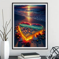 Beach Heart 5d Diy Diamond Painting Kits UK Handwork Hobby FL2349