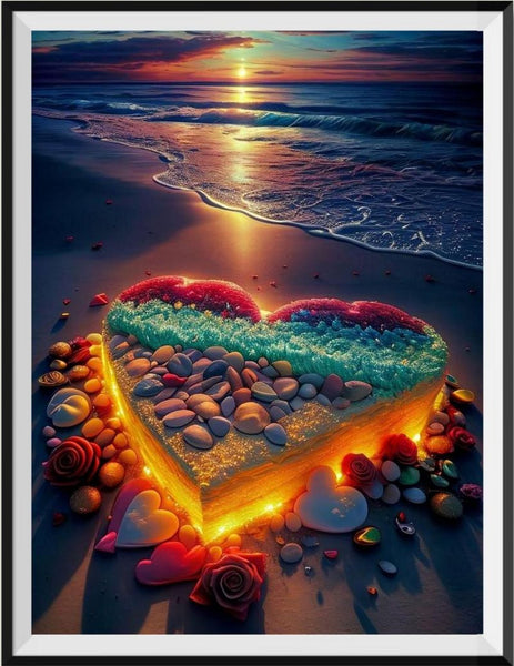 Beach Heart 5d Diy Diamond Painting Kits UK Handwork Hobby FL2349