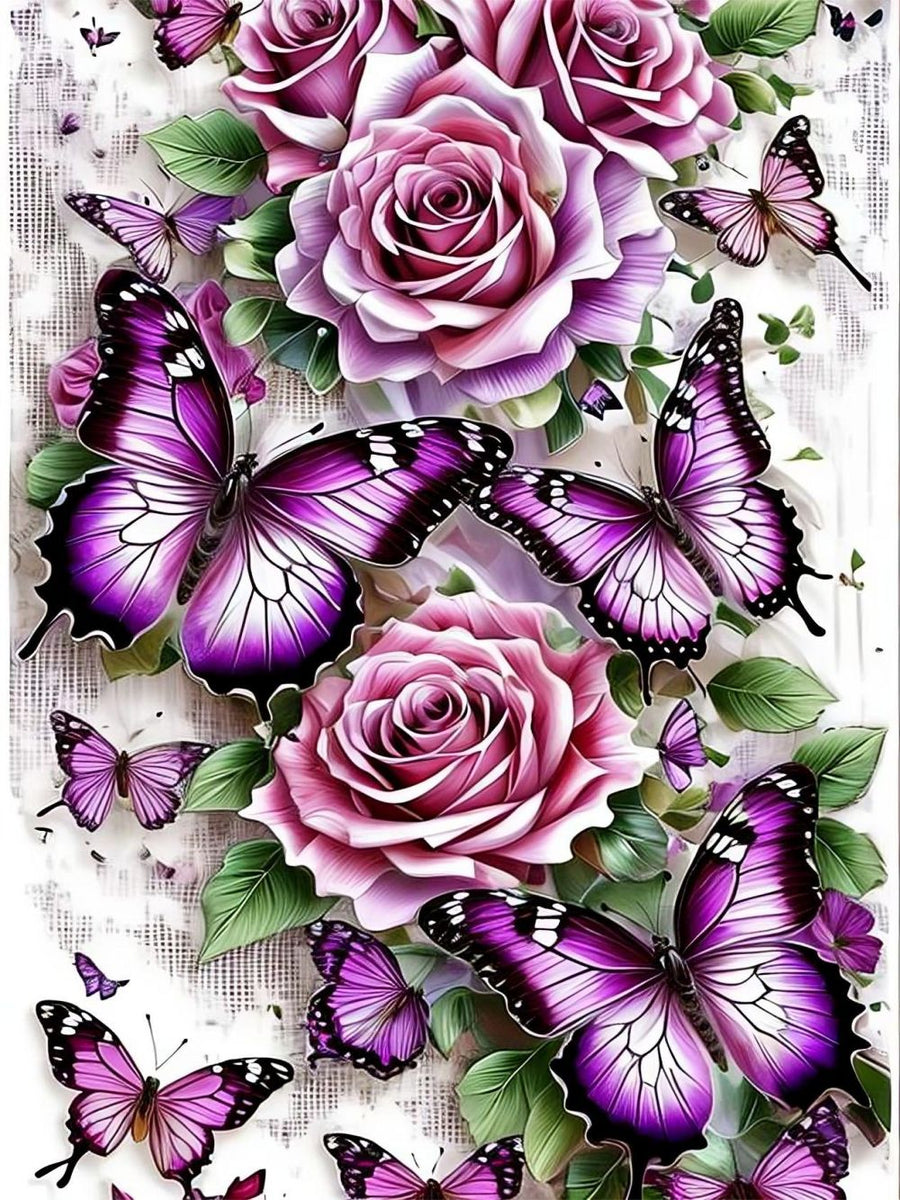 Butterfly Flower 5d Diy Diamond Painting Kits UK Handwork Hobby FL2221 ...