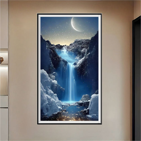 5D Waterfall Landscape Diamond Painting Kit - Round Full Drill DIY Art For Adults, 11.8x11.8 Inch