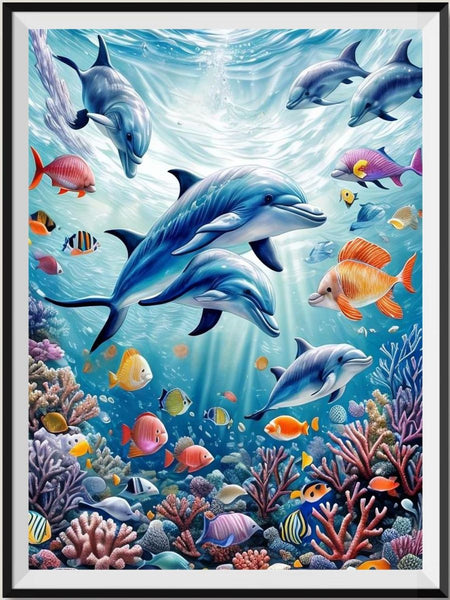 Dolphin 5d Diy Diamond Painting Kits UK Handwork Hobby FL4482