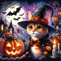 Halloween Cat 5d Diy Diamond Painting Kits UK Handwork Hobby FL8923