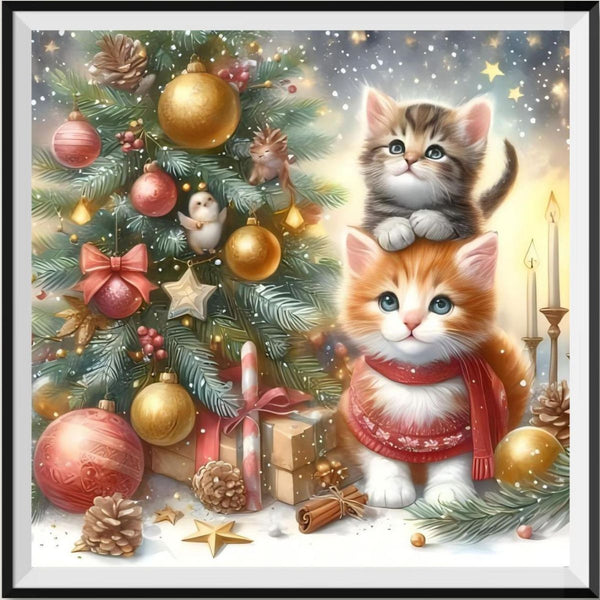 Christmas Cat 5d Diy Diamond Painting Kits UK Handwork Hobby FL8892