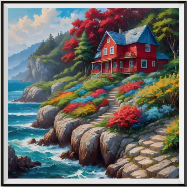 Village House 5d Diy Diamond Painting Kits UK Handwork Hobby FL6362