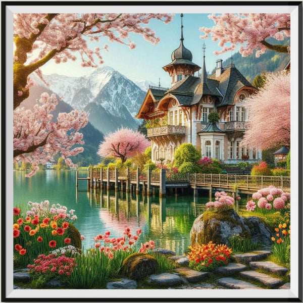 Village House 5d Diy Diamond Painting Kits UK Handwork Hobby FL6368