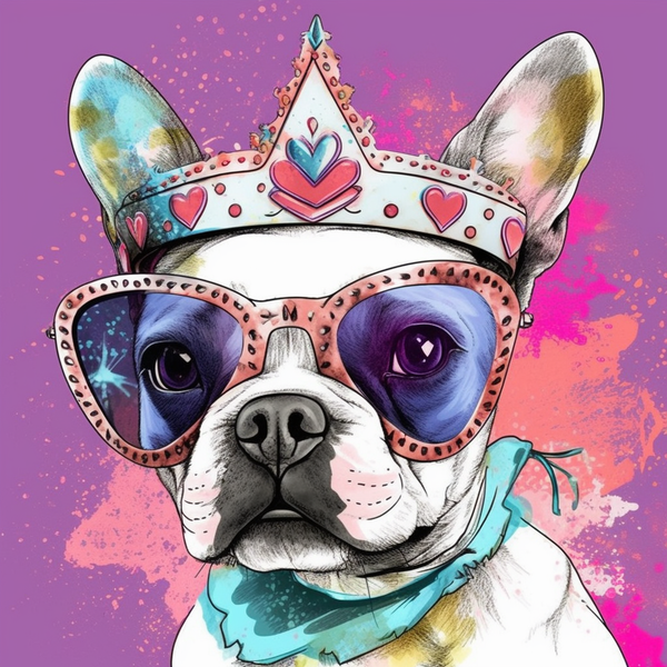 5D Diamond Painting Pink Glasses Puppy Kit