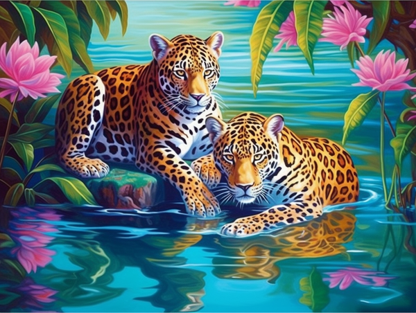 5D Diy Diamond Art Painting Jungle Leopard Diamond Painting Kits